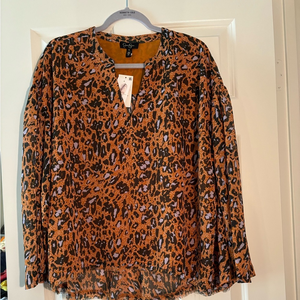 Jessica Simpson V-Neck Animal Print Blouse